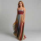 Gestreiftes Plisseekleid Mehrfarbig