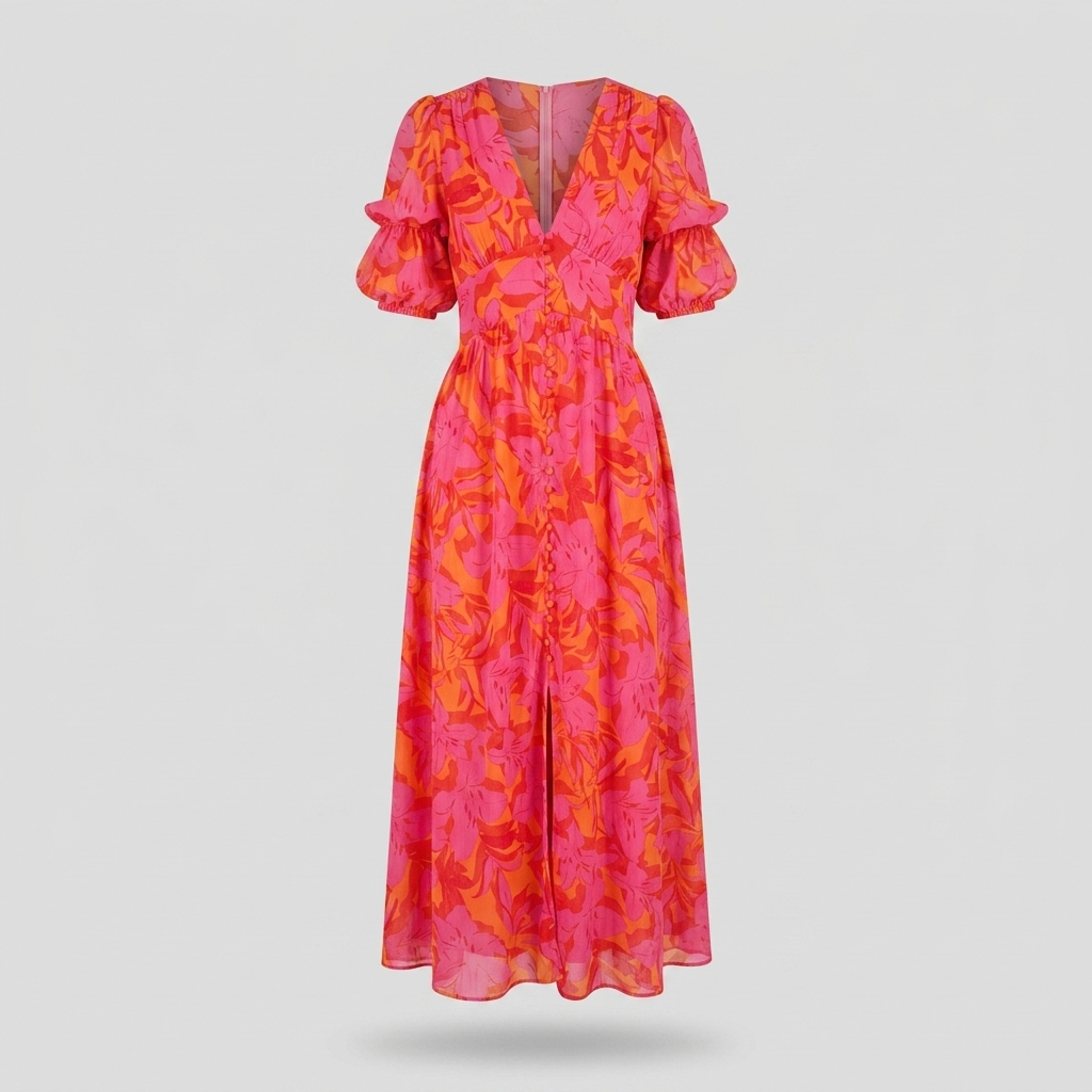Floral Puff Sleeve Maxi Dress